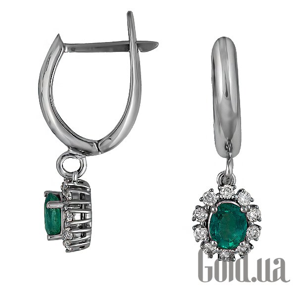 

Серьги с подвесками Lurie Jewelry, Золотые серьги с бриллиантами и изумрудами