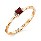 Женское золотое кольцо с бриллиантами и рубином, 1513859