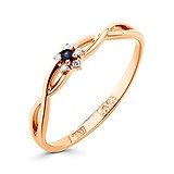 Женское золотое кольцо с бриллиантами и сапфиром, 1546627