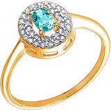 Женское золотое кольцо с куб. циркониями и топазом, 1623427