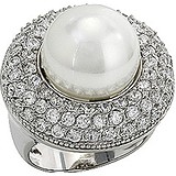 Женское серебряное кольцо с искусств. жемчугом и куб. циркониями, 1627011
