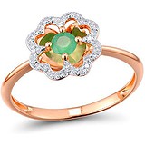 Женское золотое кольцо с бриллиантами и изумрудом, 1677443