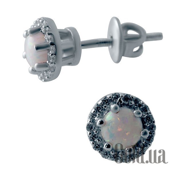 

Серьги-гвоздики Fresh Jewelry, Серебряные серьги с опалами и куб. циркониями