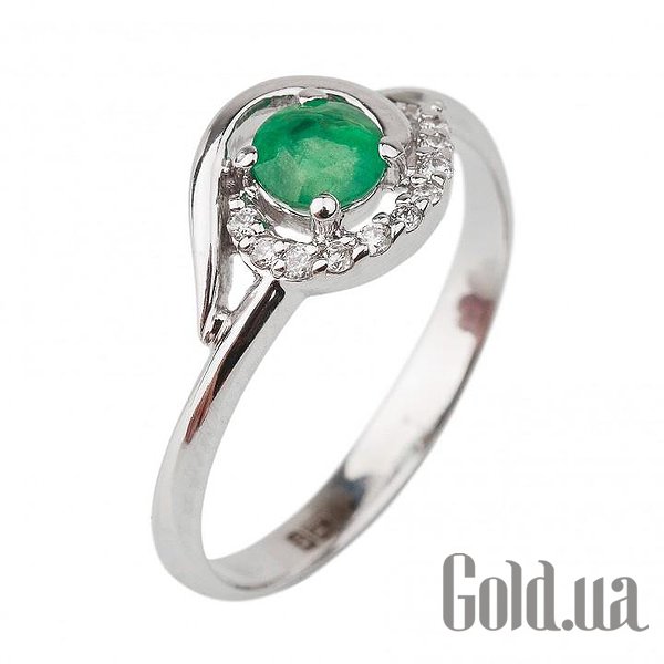 

Кольцо Украина, Женское золотое кольцо с бриллиантами и изумрудами, 16.5