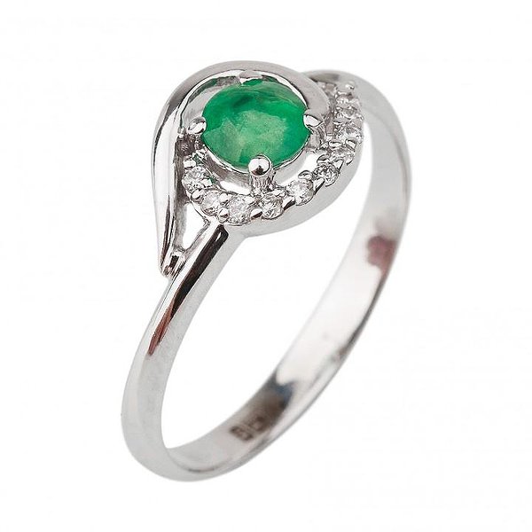 Жіноче золоте кільце з діамантами та смарагдами