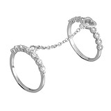 Женское серебряное кольцо с куб. циркониями  двойное (К2Ф/258), фотографии