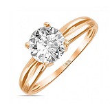 Золотое кольцо с кристаллом Swarovski, 1528452