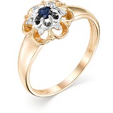 Женское золотое кольцо с бриллиантами и сапфиром, 1605508