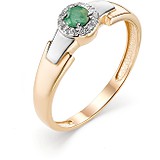 Женское золотое кольцо с бриллиантами и изумрудом, 1606020