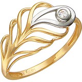 Женское золотое кольцо с куб. цирконием, 1608836