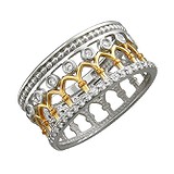 Женское серебряное кольцо с куб. циркониями в позолоте, 1619588