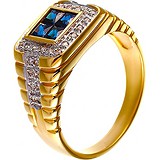 Мужское золотое кольцо с бриллиантами и сапфирами, 1644676