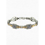 Женский серебряный браслет с куб. циркониями и вставками из золота, 1649028