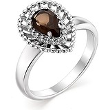 Женское серебряное кольцо с куб. циркониями и раухтопазом, 1651844