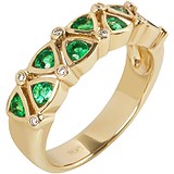 Женское золотое кольцо с изумрудами и бриллиантами, 1672836