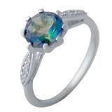 Женское серебряное кольцо с топазом и куб. циркониями (2043799), фотографии