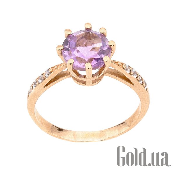 

Кольцо Украина, Женское золотое кольцо с аметистом и куб. циркониями, 16