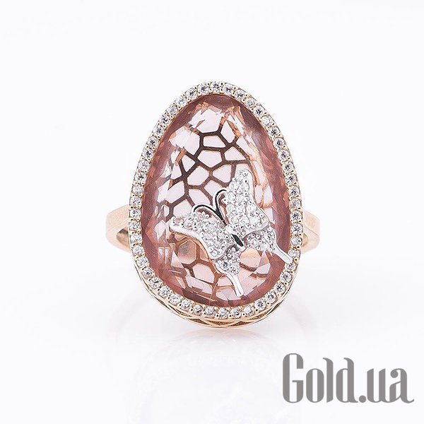 

Кольцо Украина, Женское золотое кольцо с куб. циркониями, 18