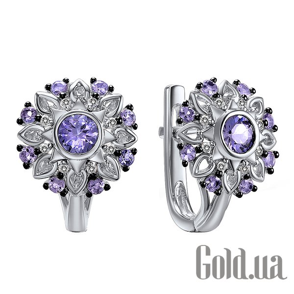 

Серьги Lurie Jewelry, Золотые серьги с бриллиантами и танзанитами