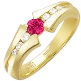Женское золотое кольцо с рубином и бриллиантами, 1619077