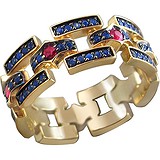 Женское золотое кольцо с лазуритами и рубинами, 1639301