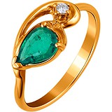 Женское золотое кольцо с бриллиантом и изумрудом, 1672837