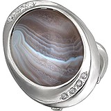 Женское серебряное кольцо с агатом и куб. циркониями, 1674629