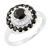 Женское серебряное кольцо с сапфирами и куб. циркониями, 1685125