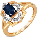Женское золотое кольцо с бриллиантами и сапфиром, 1700997
