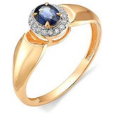 Женское золотое кольцо с бриллиантами и сапфиром, 1555846
