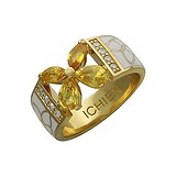 Женское золотое кольцо с сапфирами, бриллиантами и эмалью, 1619078