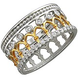 Женское серебряное кольцо с куб. циркониями в позолоте, 1636998
