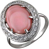 Женское серебряное кольцо с куб. циркониями и нефритом, 1652614