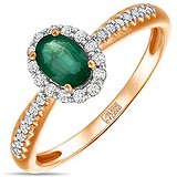 Женское золотое кольцо с бриллиантами и изумрудом, 1703558