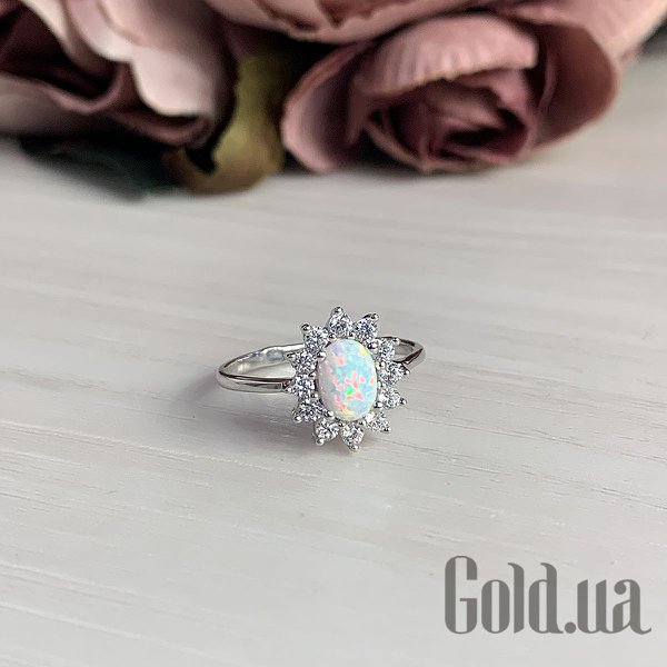 Каблучка Fresh Jewelry Жіноча срібна каблучка з опалом і куб. цирконіями, 17.5
