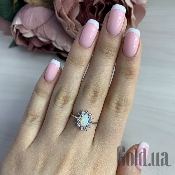 Каблучка Fresh Jewelry Жіноча срібна каблучка з опалом і куб. цирконіями, 17.5