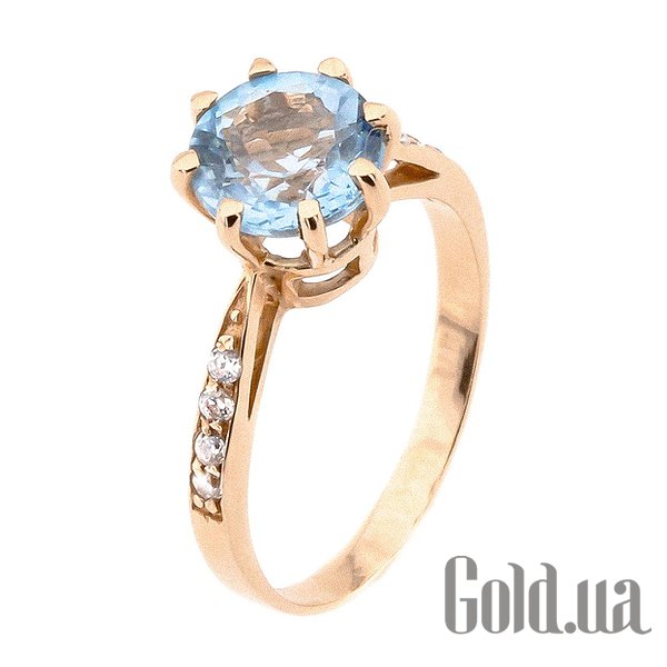 

Кольцо Украина, Женское золотое кольцо с топазом и куб. циркониями, 16