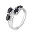 Женское серебряное кольцо с куб. циркониями и сапфирами - фото 1
