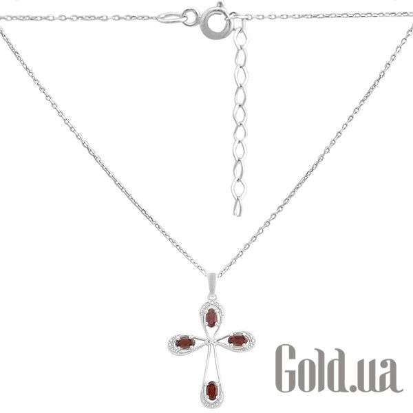 

Кулон-крестик Fresh Jewelry, Серебряный кулон с цепочкой с куб. циркониями и гранатами