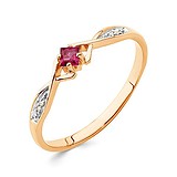 Женское золотое кольцо с бриллиантами и рубином, 1513863