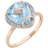 Женское золотое кольцо с топазом и бриллиантами, 1602951