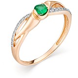Женское золотое кольцо с бриллиантами и изумрудом, 1612423
