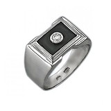 Мужское серебряное кольцо с куб. цирконием, 1620615