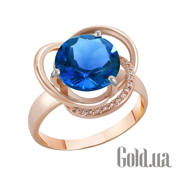 

Кольцо Украина, Женское золотое кольцо с топазом и куб. циркониями, 18.5