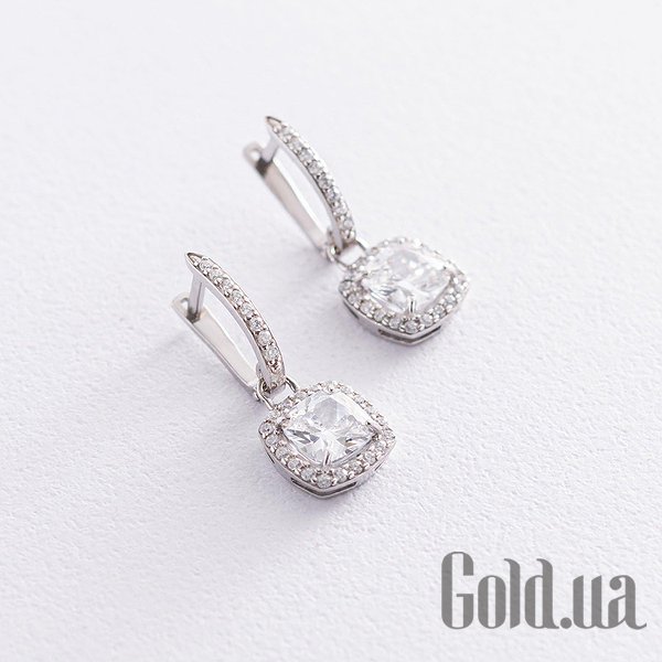 

Серьги с подвесками Украина, Серебряные серьги с куб. циркониями