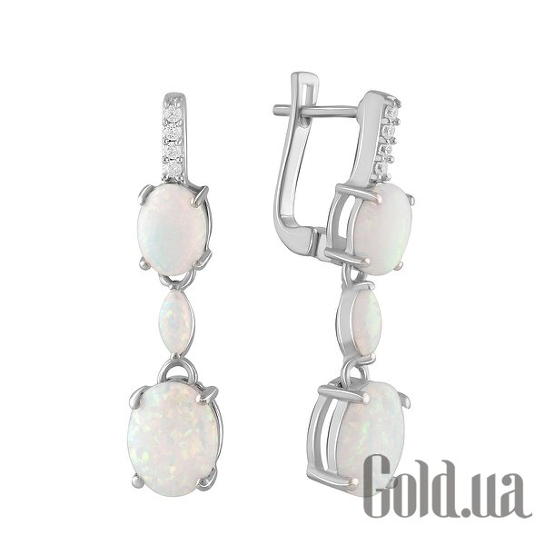 

Серьги с подвесками Fresh Jewelry, Серебряные серьги с куб. циркониями и опалами