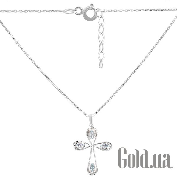 

Кулон-крестик Fresh Jewelry, Серебряный кулон с цепочкой с куб. циркониями и топазами