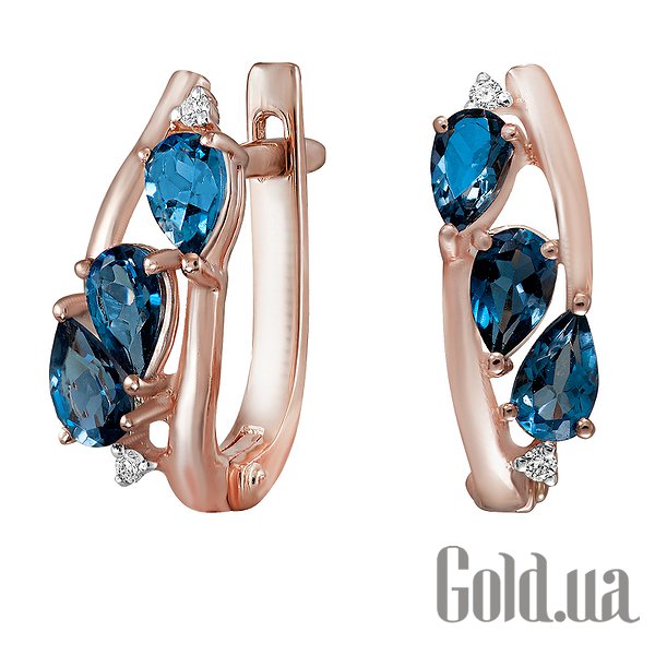 

Серьги Lurie Jewelry, Золотые серьги с бриллиантами и топазами