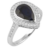 Женское серебряное кольцо с куб. циркониями и сапфиром, 1256840