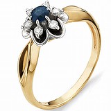 Женское золотое кольцо с бриллиантами и сапфиром, 1554056